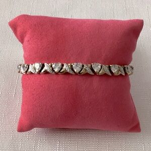 Hearts and Kisses Gold Tone Line Bracelet